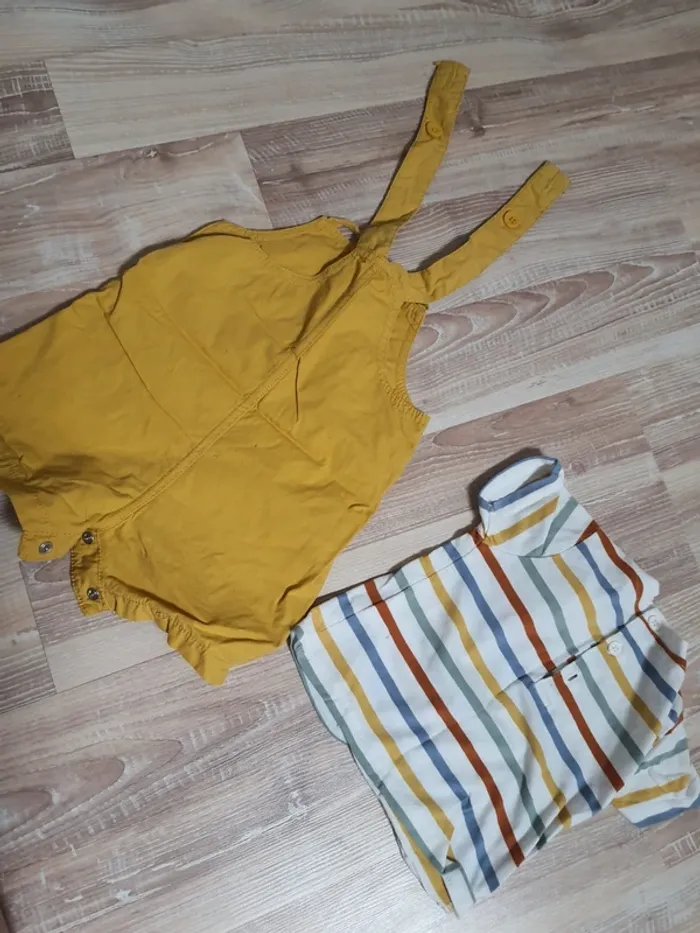 Ensemble salopette short jaune girafe 6 mois - photo numéro 3