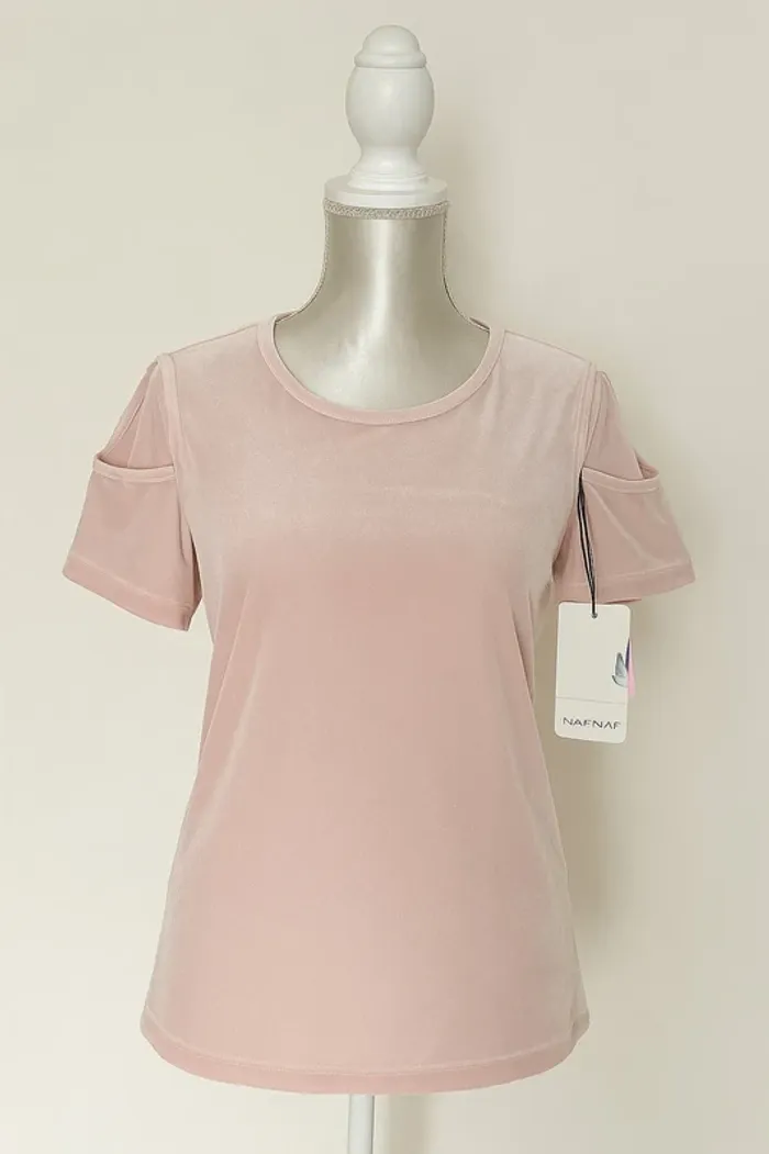 Haut en velours rose poudré Naf Naf – Taille M – Neuf avec étiquette