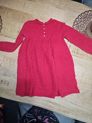 Robe ample rouge fille vertbaudet 10 ans matière gaz de coton