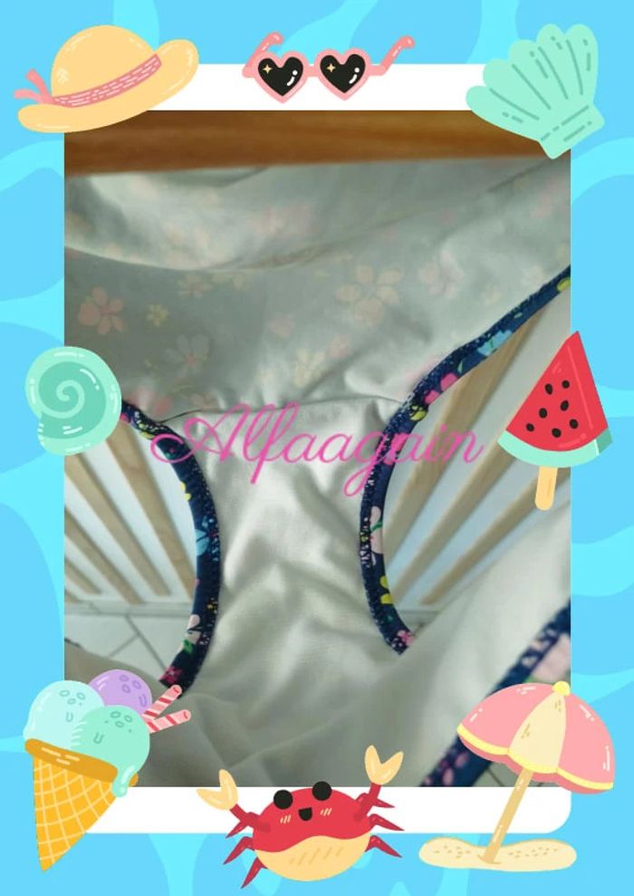 Maillot de bain bleu fleuri neuf 10ans - photo numéro 5