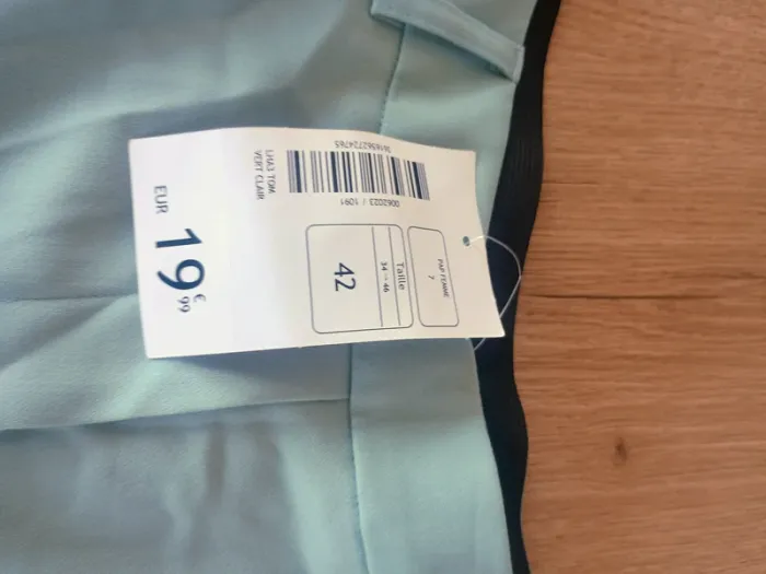 Pantalon droit vert d'eau neuf, taille 42 - photo numéro 4