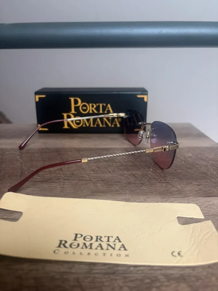 Lunette de soleil ovale Porta Romana verre bleu dégradé rougeâtre - photo numéro 7