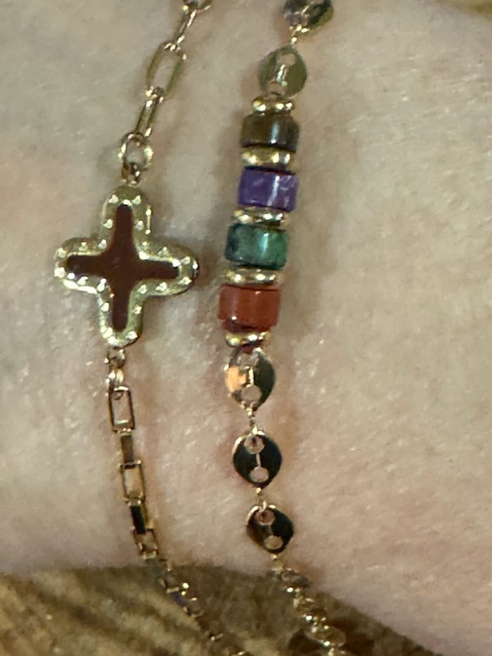 Lot de 2 bracelet grigri réglable acier inoxydable or