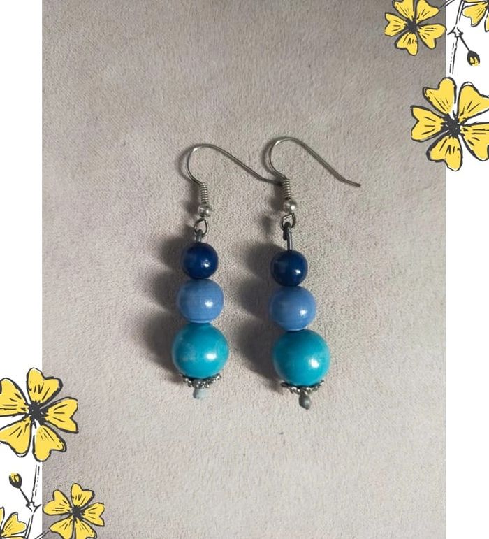 Boucles d’oreilles Bleu Méditerranée – Collection Terres d’Ailleurs - photo numéro 4