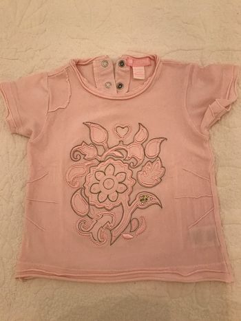 Tee-Shirt Rose avec Broderie 18 Mois