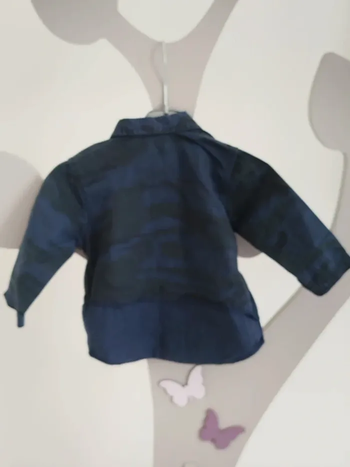 Chemise manches longues bleu marine IKKS taille 3 mois - photo numéro 2