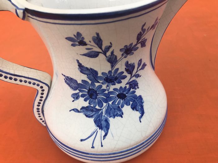 Broc décor floral L. Zortea Bassano Italie Céramique à effet craquelé - photo numéro 2