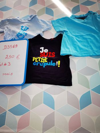 D3569 - lot de 3 tee-shirt garçon 6 mois