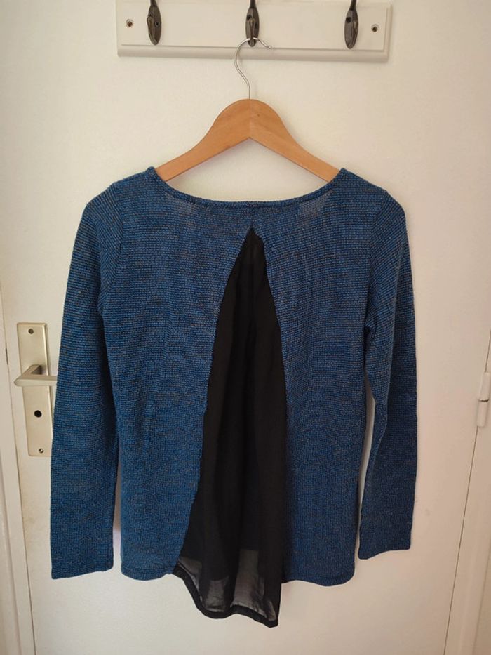 Pull léger bleu et noir en 42 Ligne à suivre - photo numéro 3