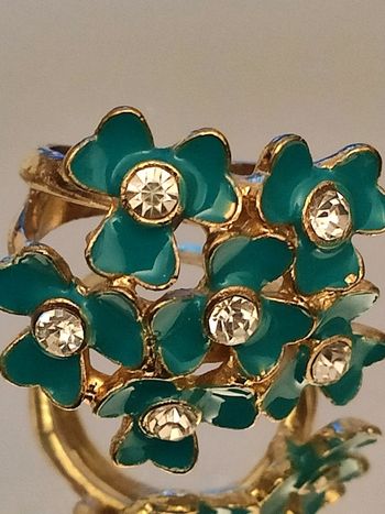 Bague fleurs bleu turquoise