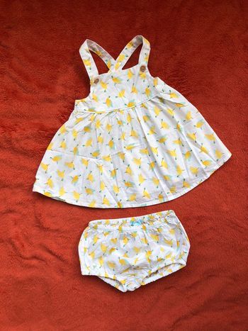 Ensemble robe à bretelles croisées et bloomer - 12 mois