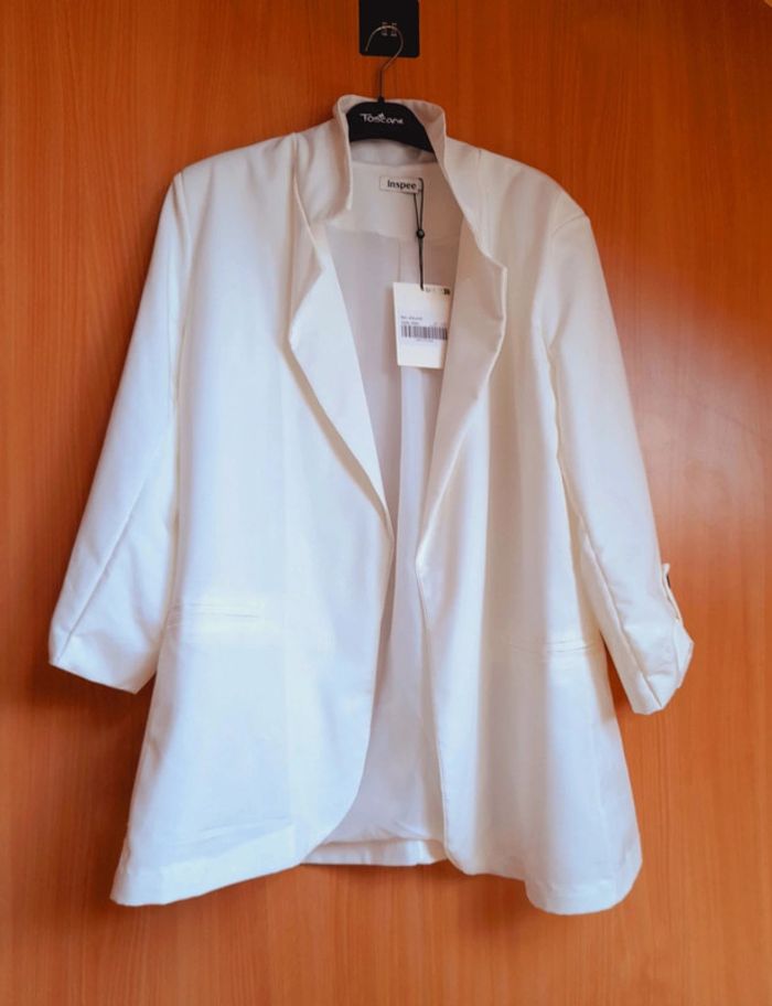 Blazer blanc avec fausses poches externes taille XXXL