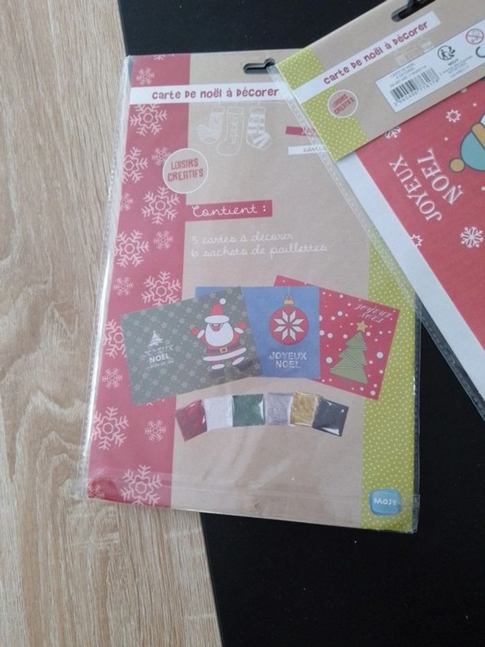 lot de 2 x3 cartes à paillettes à faire thème Noël neuf sous blister - photo numéro 3