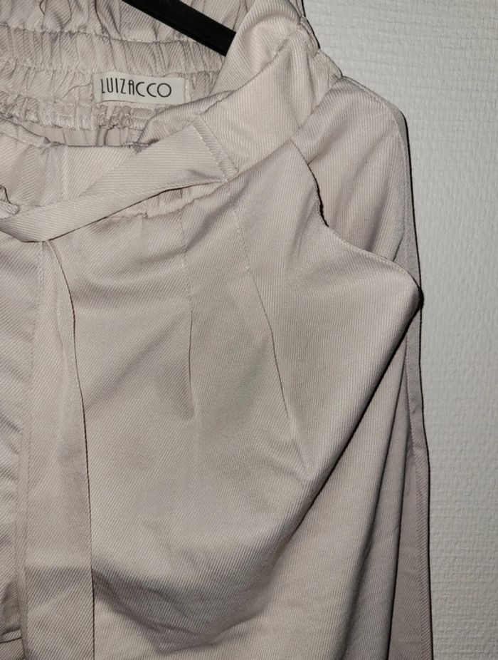Pantalon beige crème fluide paperbag - photo numéro 8
