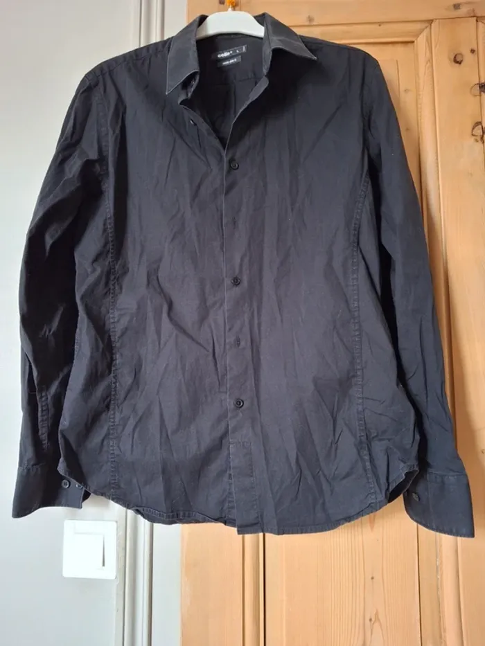 Chemise homme noire manches longues