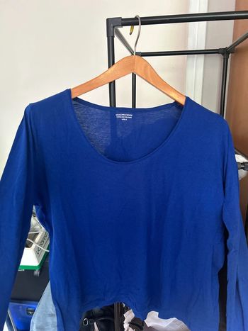 Tee shirt manche longue bleu Metallic