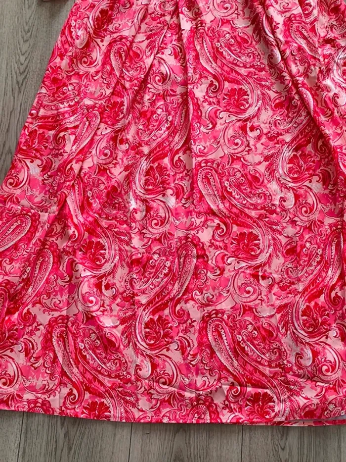 Robe longue fendue corail et beige femme XL - photo numéro 7