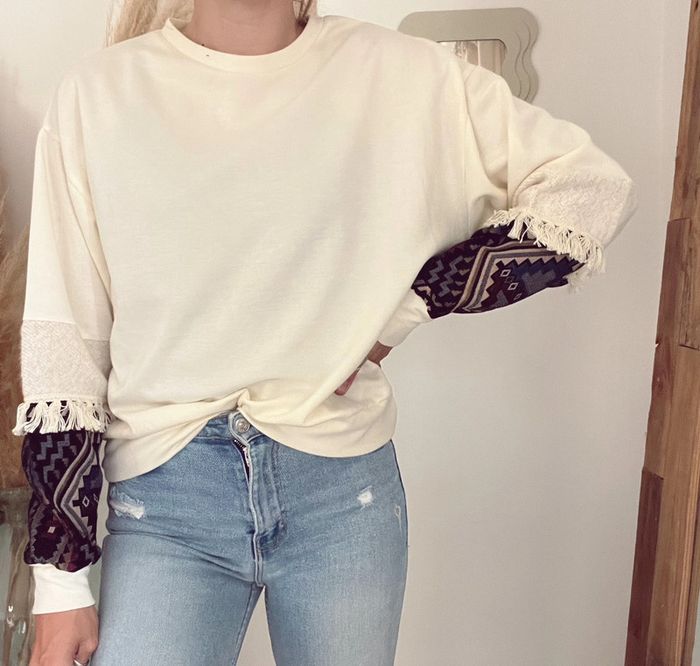 Sweat-shirt Stradivarius Taille S neuf beige avec manches