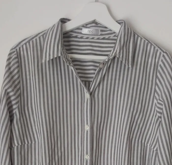 Chemise blanche rayée grise XL