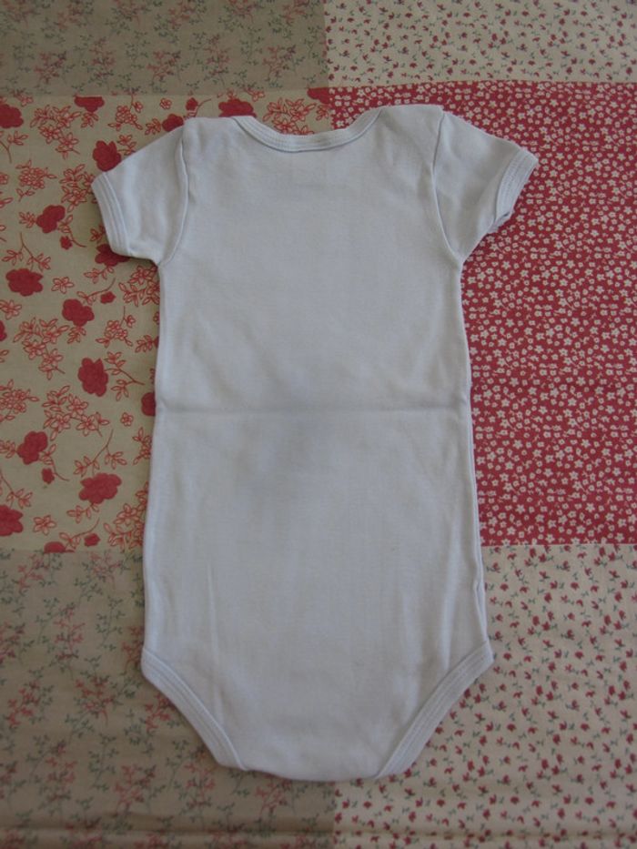 Lot de 3 Body manches courtes blanc et bleu 12 mois - photo numéro 6