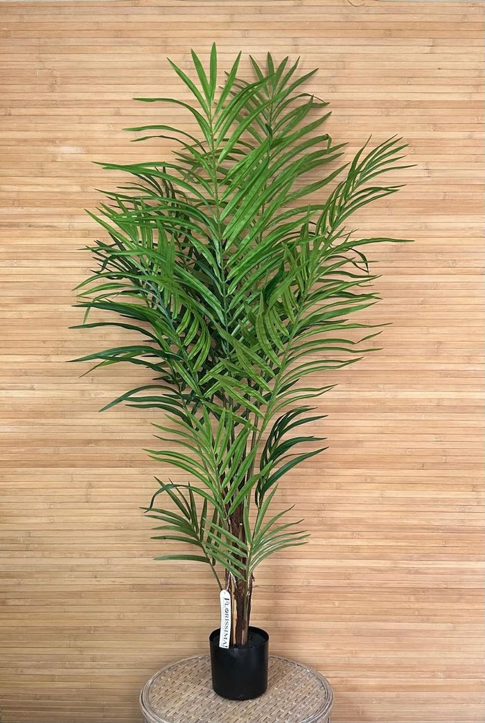 Palmier Areca 120cm en pot. Plante vertes artificielle avec tronc plutôt réaliste