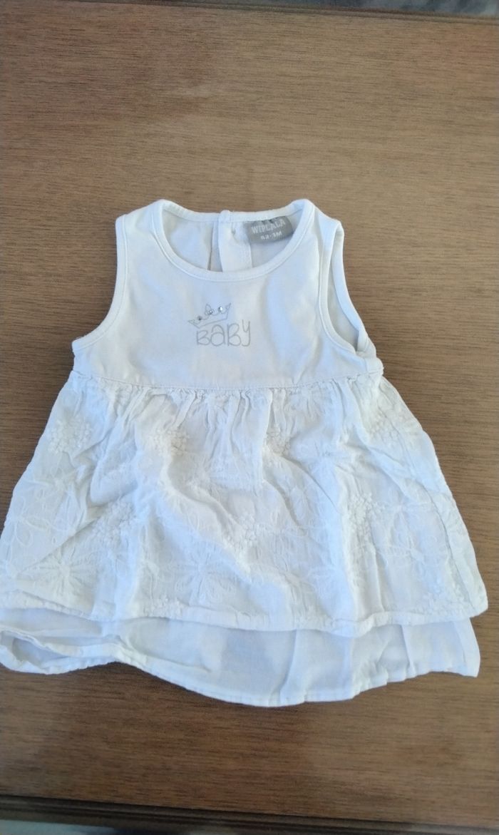 Robe  et son gilet  , blanc  , Wiplala  , 3M  62cm - photo numéro 2