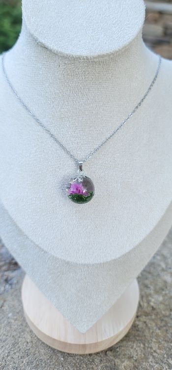 Collier fleurs séchées en acier inoxydable