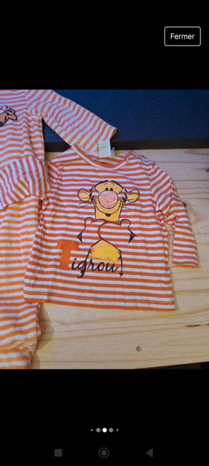 Lot pyjama + haut manche longue tigrou 3-6 mois neuf sans etiquette - photo numéro 7