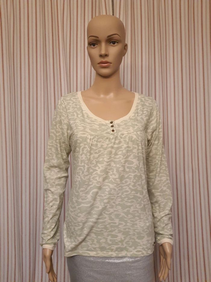 Jolie T-shirt femme vert/beige Carrera taille S - photo numéro 3