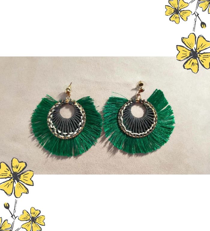 Boucles d'oreilles créoles vertes bohèmes – Collection Émeraude Urbaine - photo numéro 5