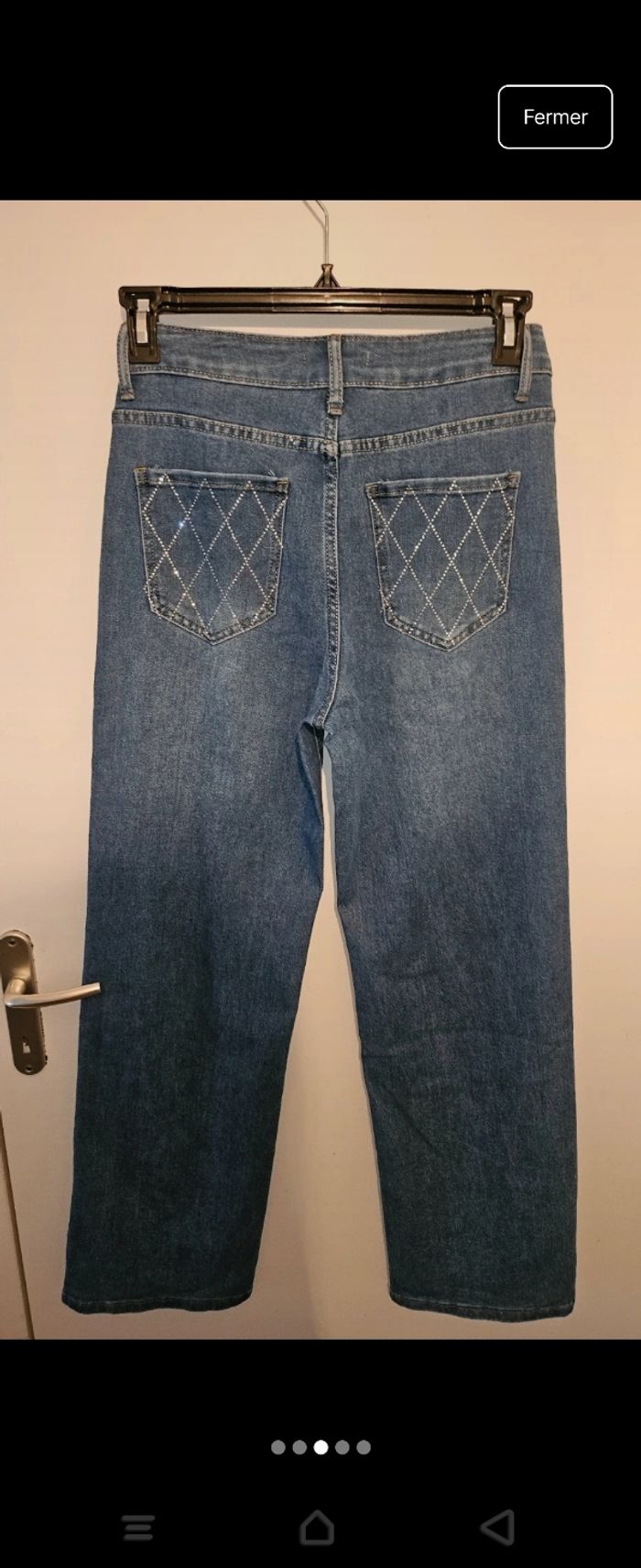 Jean strass bleu foncé coupe flare - photo numéro 3