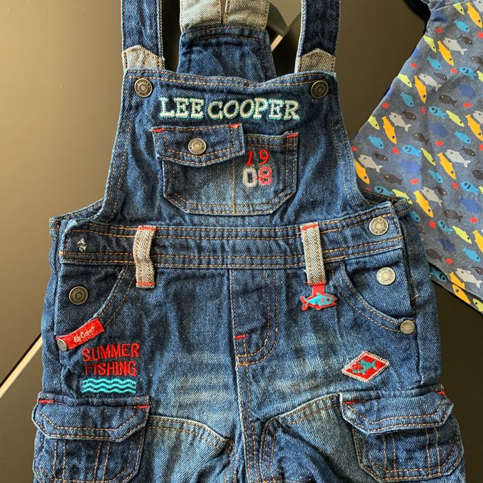Ensemble Lee Cooper 12 mois salopette t-shirt poissons bleu - photo numéro 3