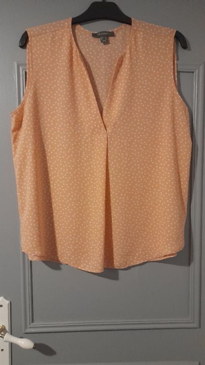 Top chemisier haut saumon et blanc