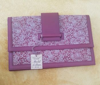 Pochette fleurie cuir et tissu des années 60/70