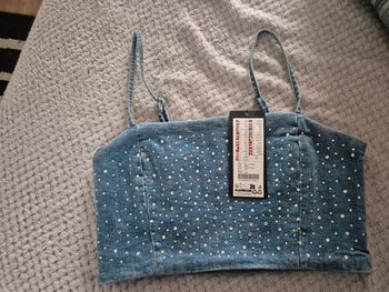 Haut court en jeans neuf fb Sister taille M