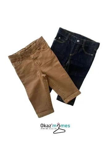 LOT de 2 pantalons stretch bébé garçon 6 mois 67cm (Petit Bateau + Orchestra)