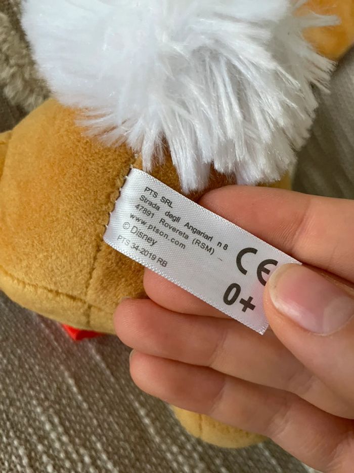 Peluche doudou mouchoir 30cm Disney bambi miss bunny lapin marron jaune et rouge parfait état - photo numéro 6