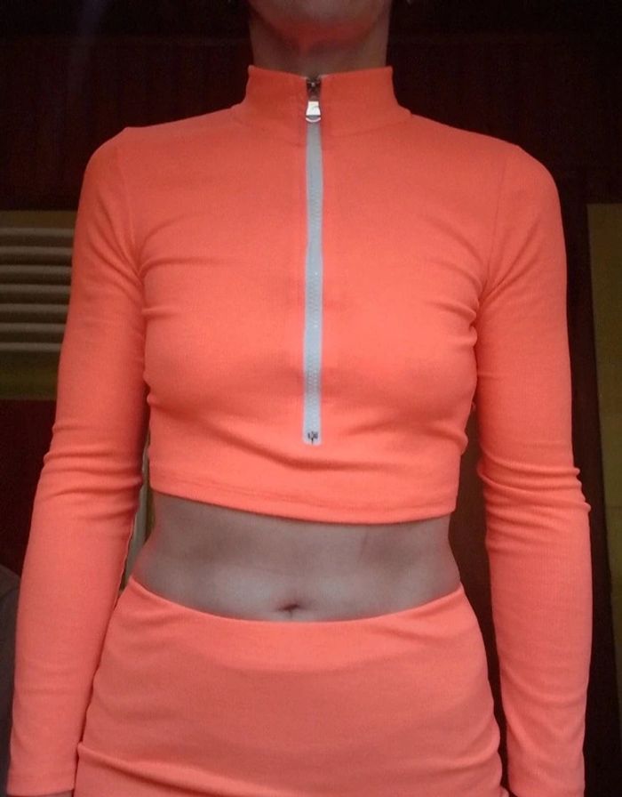Ensemble croq top et jupe femme orange - photo numéro 10