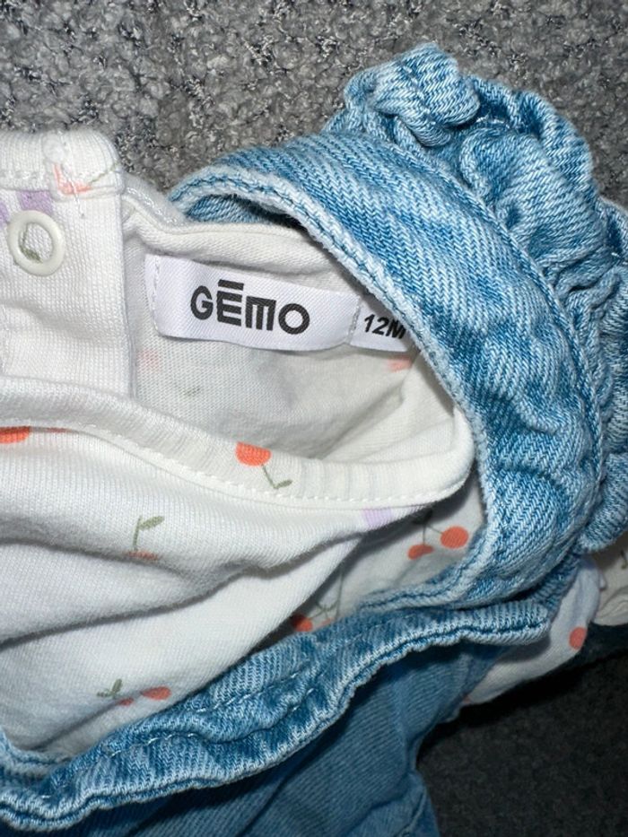 Ensemble Robe en jean + t shirt manches longues cerises Gémo - photo numéro 3