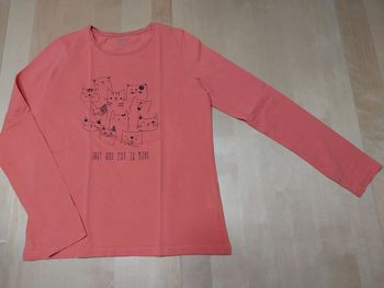 Pull fin t-shirt à manches longues fille chats 12 ans