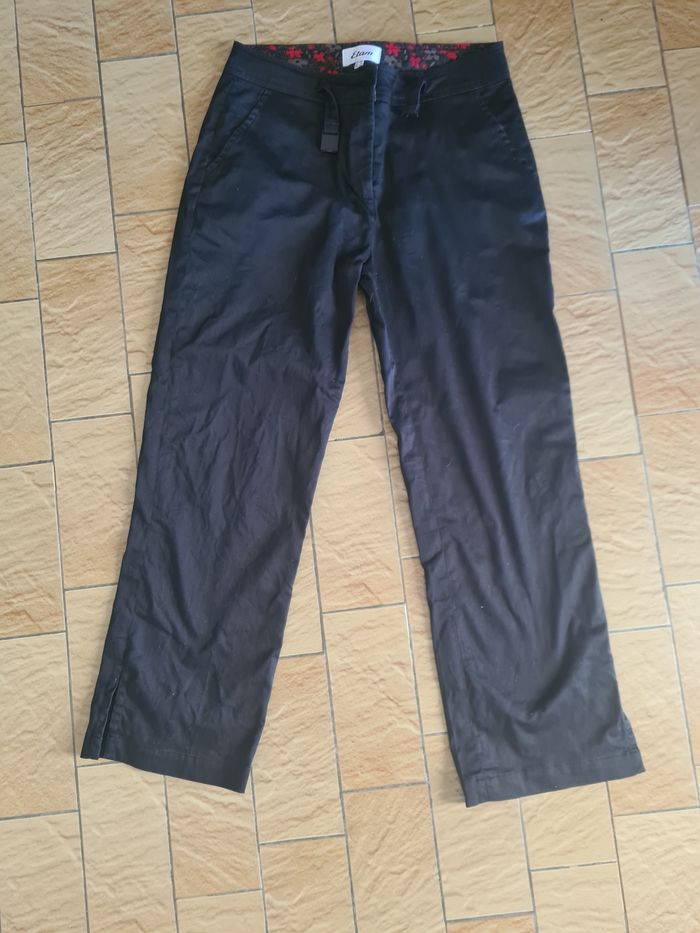 Pantalon noir en toile 7/8 - Taille 36