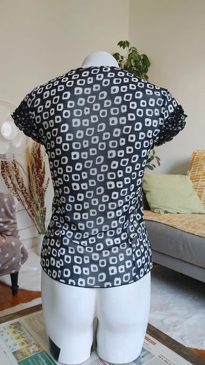 Blouse vintage manches courtes 2 pièces intégrées tissu légère - photo numéro 4