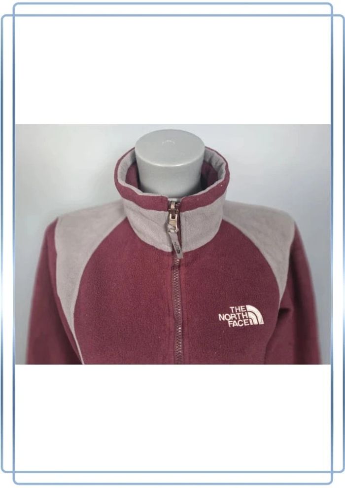 Veste polaire full zip the north face femme / taille S / gris et bordeaux / logo brodé - photo numéro 2