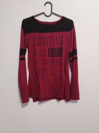 Tee shirt manches longues noir bordeaux