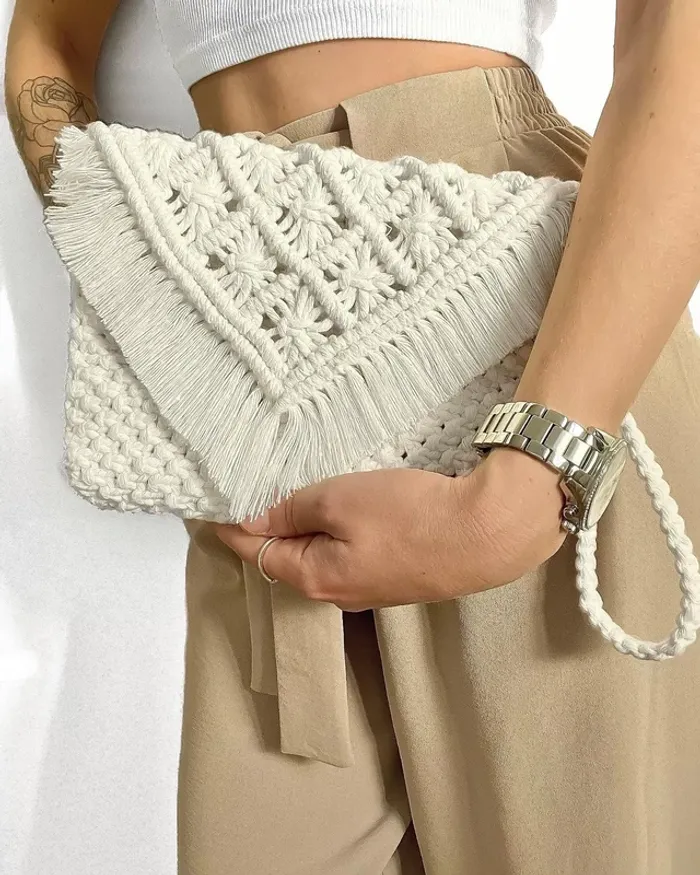 Pochette macramé avec anse - photo numéro 2