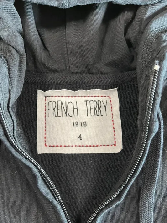 Sweat à zip et capuche noir French Terry 18.18 - photo numéro 2
