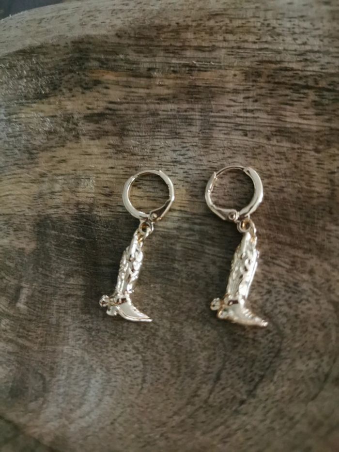 Boucles d'oreilles style cowboy country bottes western - photo numéro 2