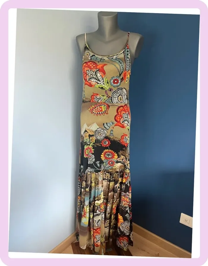Robe longue bretelles Chacok - Taille 3 + foulard assorti - photo numéro 2