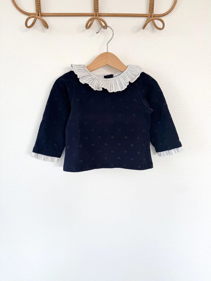 Jacadi- Sweetshirt à collerette motifs pois 24 mois