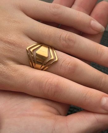 F90 bague acier inoxydable doré or tendance